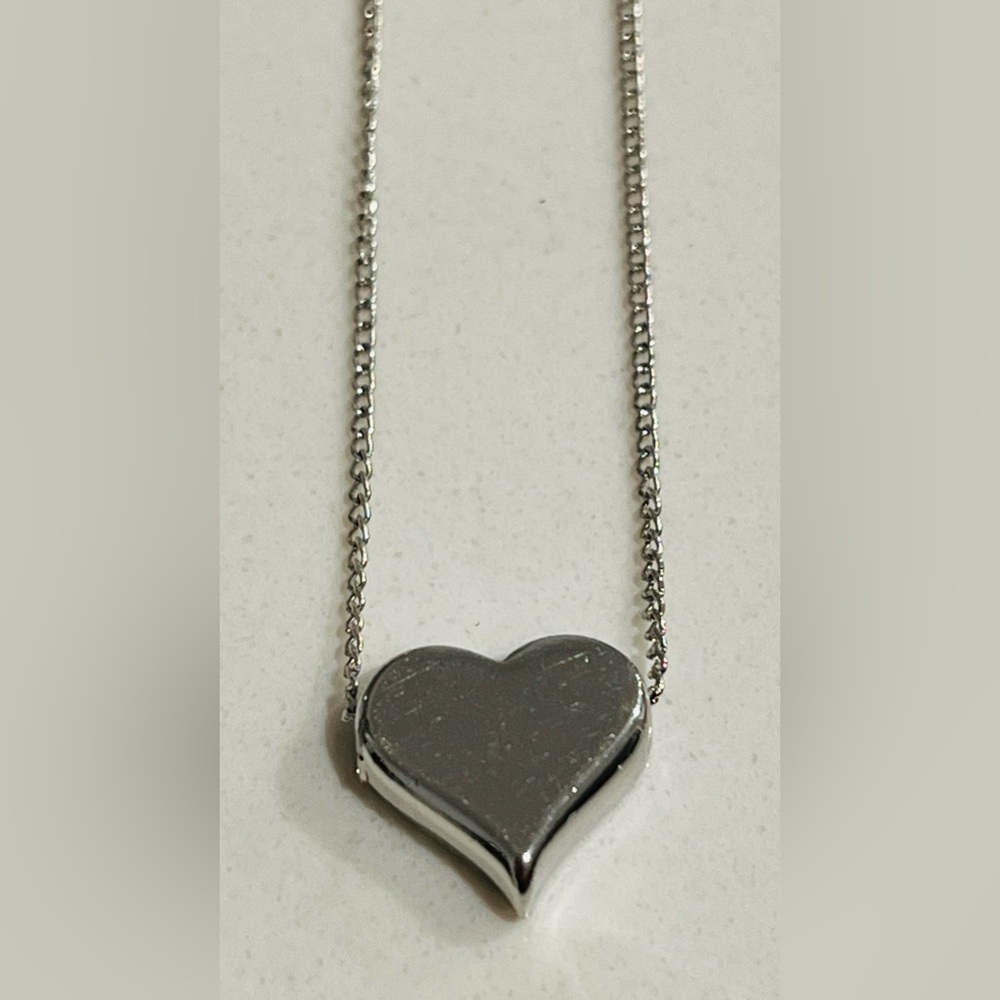 FA Designer Elegant 20” Sterling Silver 925 Heart Pendant Drop Necklace